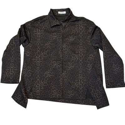Vitamin black gray cheetah print snap closure collar shirt jacket SIZE M