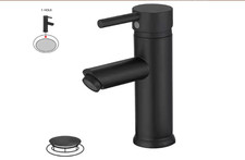BWE Single Hole Single-Handle Bathroom Faucet With Pop Up Drain in Matte Black