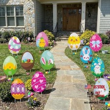 12 PCS Eggs Decorations Outdoor Easter Yard Signs Easter Yard Easter Eggs