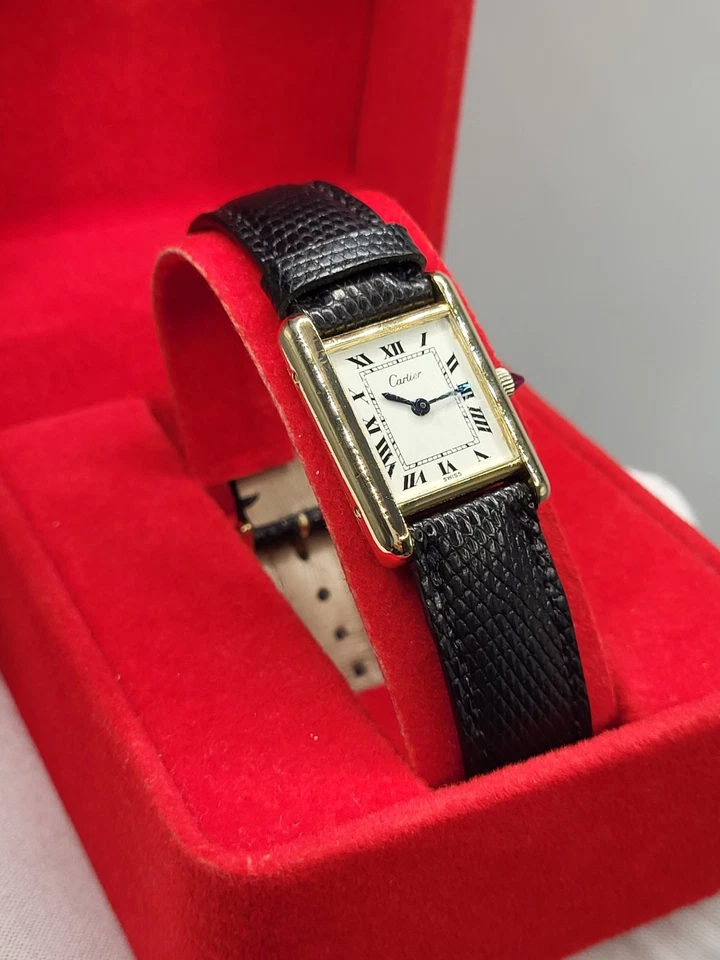 1978 Cartier 18k Gold Plated Roman Dial Manual Tank Watch 20X27mm Box Swiss Made - Image 3 of 4