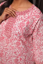 Women Cotton A-Line Kurta  Breathable Summer Ethnic Wear  Kantha Detail 