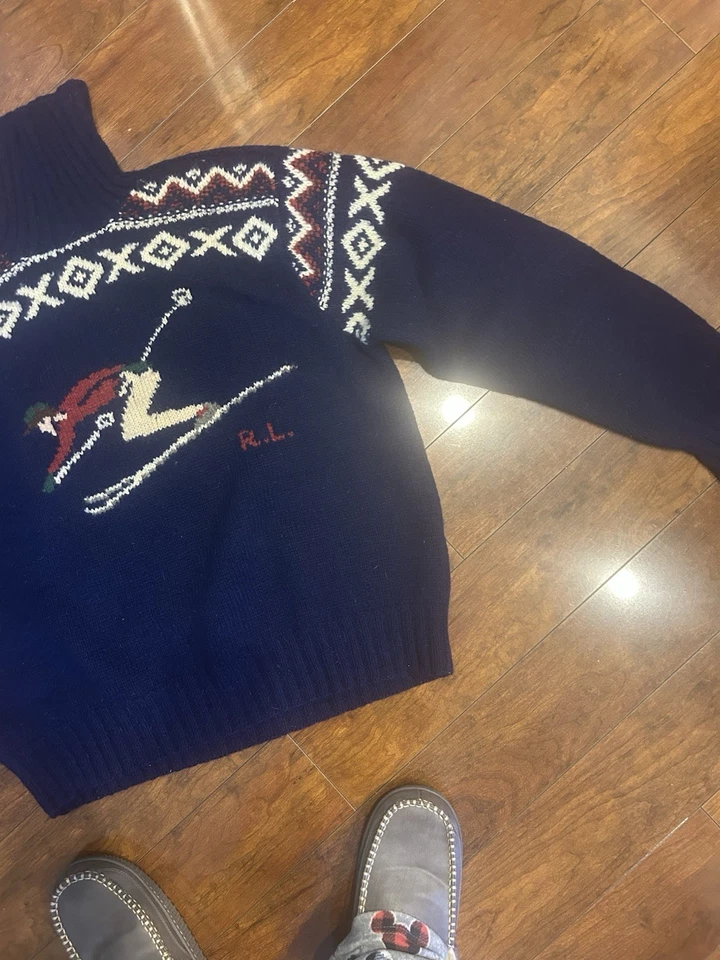 Jersey de esquí alpino vintage Polo Ralph Lauren suicida tejido a mano lana para hombre XL Foto 4 de 4