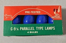 Lot 4 Vintage Christmas Lights C-9 1/4 Bulbs Blue
