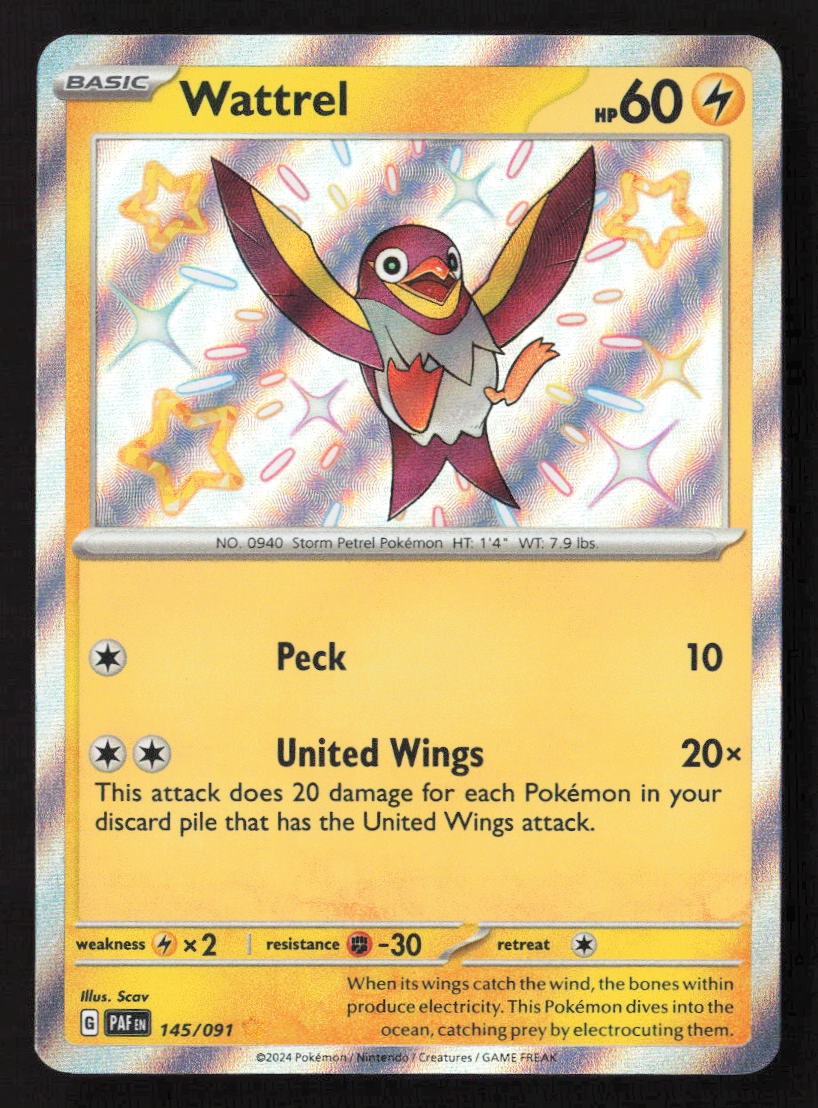 Wattrel Shiny Rare SV: Paldean Fates 145/091 NM