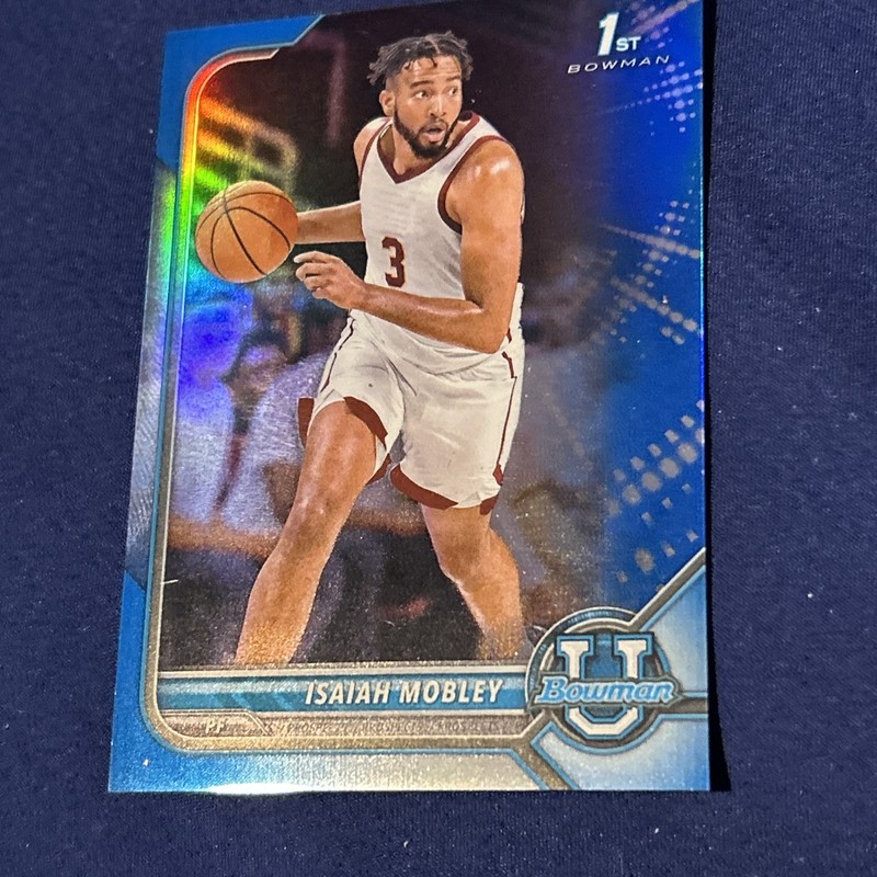 2021-22 Bowman U University Isaiah Mobley 67 1st Blue Refractor Parallel 111/199