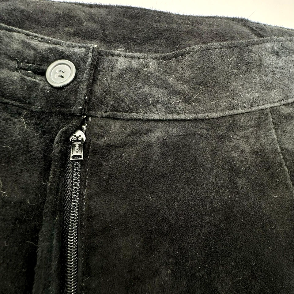 Falda lápiz ST. MALO 12 vintage negra de cuero genuino gamuza longitud midi para mujer Foto 4 de 4