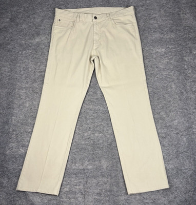 Canali Pants Mens IT 56 US 38 Beige Cotton Blend 5 Pocket Trousers Made in Italy