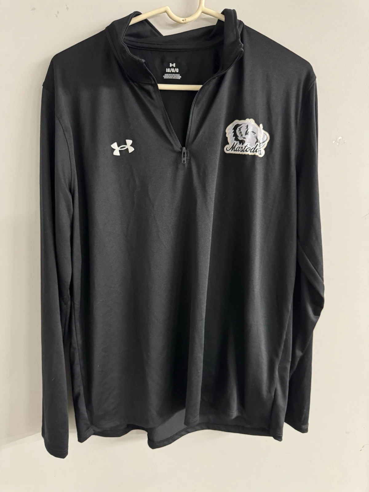 Under Armour Mastadons Shirt Large Adult Black Long Sleeve 1/4 Zip Mens L