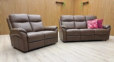 'Nardo' 3 + 2 Seater Sofa Brown Leather Matching Set High Back Modern NEW