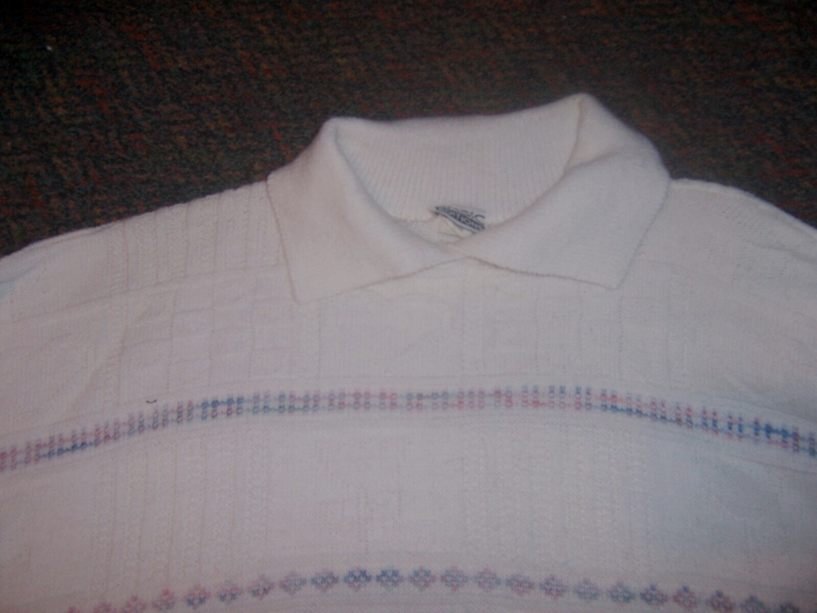 BASIC EDITIONS (Made in USA) White Patterned Stri… - image 2