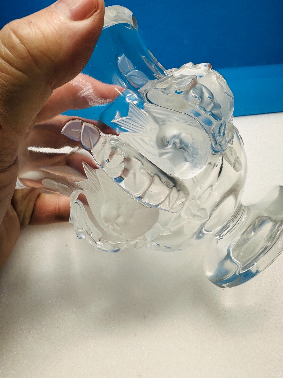 Lalique Crystal Dampierre Sparrow 4 7/8" Vase eBay