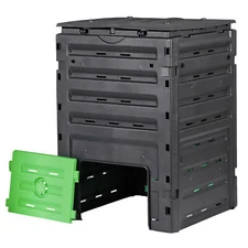 Compost Bin 120 Gallon Outdoor Composter W/Large Capacity 2 Sliding Doors Black