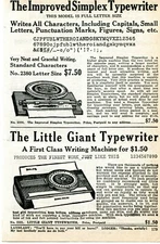 1926 small Print Ad of Improved Simplex Typewriter & Little Giant Typewriter