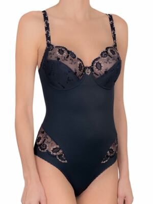 Coturelle Body mit Blumenmuster auf Brust und Finachi blau 85105 - 537 - Felina