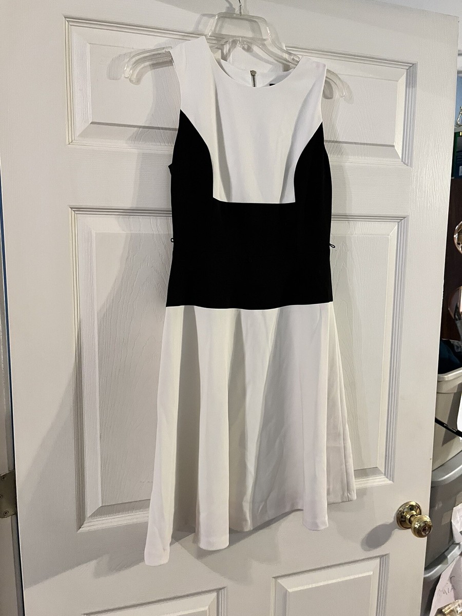Tommy Hilfiger Women's Black White Colorblock Sheath Dress Size 2 Outfit