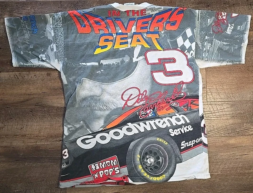Vintage DALE EARNHARDT All Over Print DRIVEN TO WIN SHIRT Sz XL 1996 Nascar RARE - Image 2 of 2