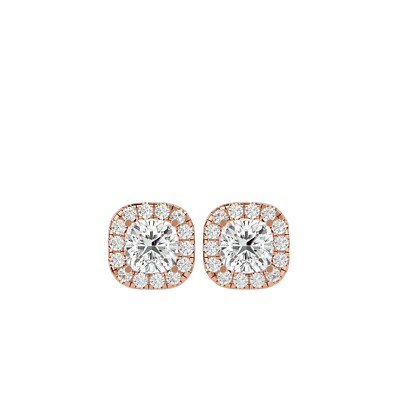 Jewelies 2 TCW EVVS Cushion Lab Grown Diamond Halo Stud Silver Earring Certified
