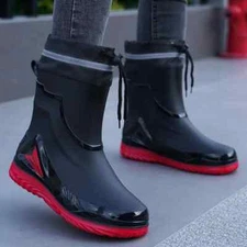 Waterproof Non-slip Rain Shoes Fleece Lined Warm Work Boots Outdoor Kitchen