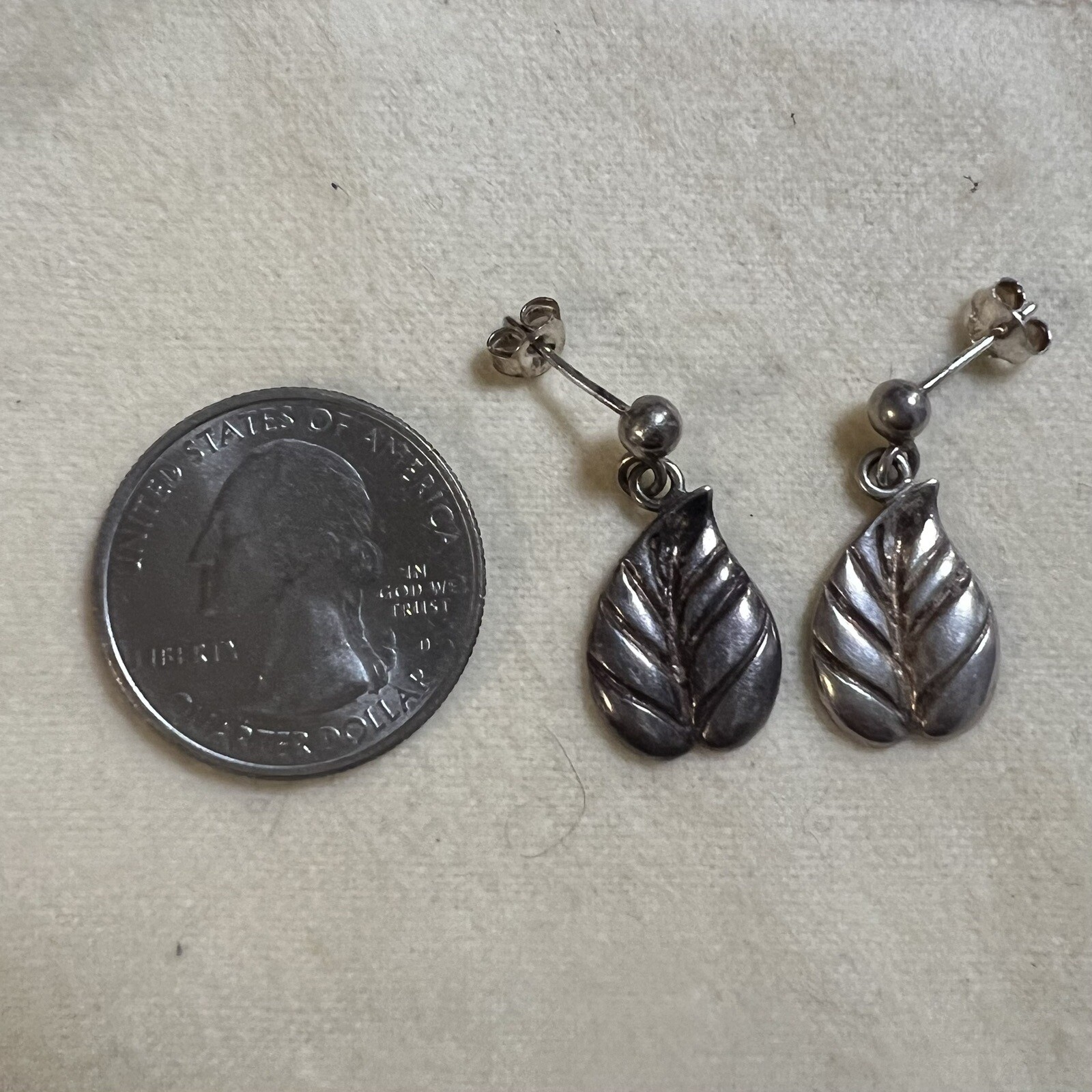 Vintage Artisan Leaf Shape Dangle Drop Sterling S… - image 7