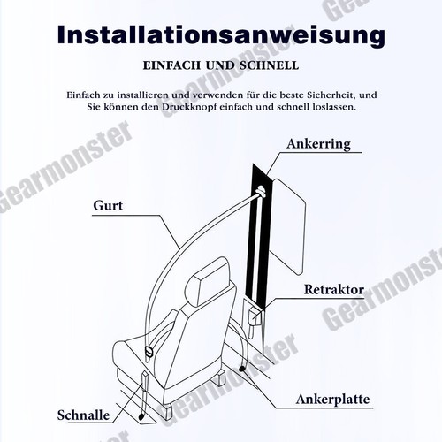 2x 3 Punkt Sicherheitsgurt Gurtpeitsche 290cm für Opel Movano B Pritsche/Fahrges - Bild 5 von 12