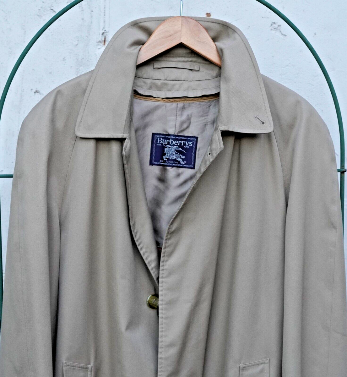 Men's Classic Burberry~ Trench Coat 44 Long Single Breasted Zip