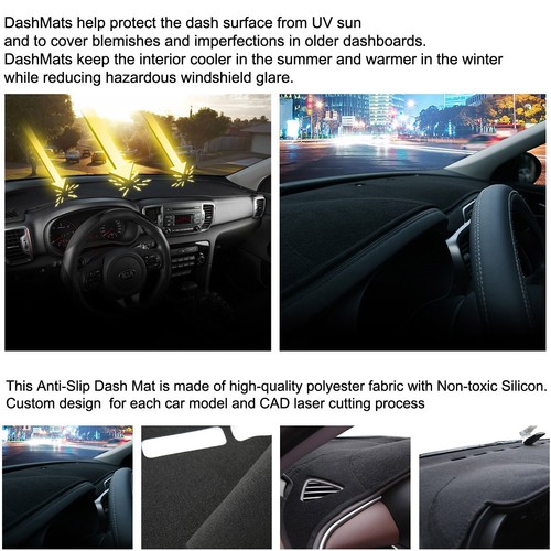 Anti-Slip Black Dash Mat Dashboard Cover for 2015 2016 2017 KIA SOUL (LH Drive) - Picture 4 of 5