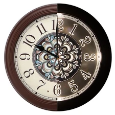 Evelyne LED Round Wall Clock 12.5" Victorian Style Dial Night-time Sensor