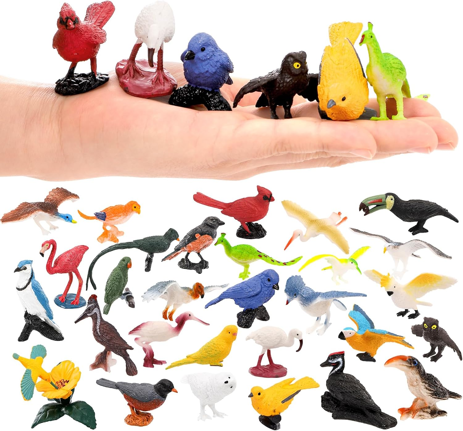 ✨29 Pieces Realistic Bird Animals Figurines, Mini Bird Model, Birds Cake Cupcake