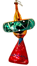 Handblown Mercury Glass 5.5" Mexican Siesta Mercury Glass Ornament C9304