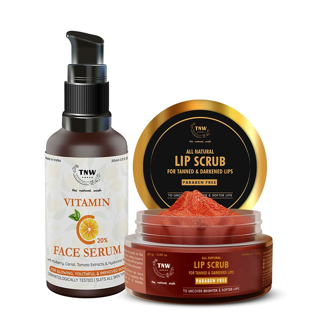 TNW-THE NATURAL WASH Vitamin C Face Serum & Lip Scrub for Dark Lips FOR  UNISEX