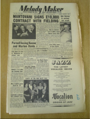 MELODY MAKER 1953 NOVEMBER 7 MANTOVANI JACK PARNELL BOB HARVEY CAB KAYE JAZZ