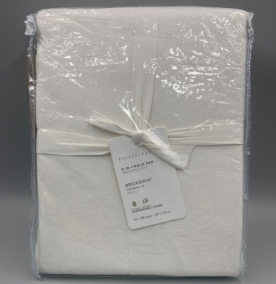 Pottery Barn Broadway Curtain Drape Panel Cotton Lined S/2 Ivory 50 x 108'' #N104