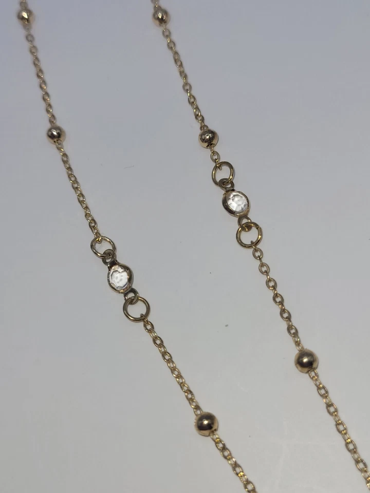 Moderno collar estación cristal bisel abierto gota en Y chapado en oro pedrería 31"" Foto 3 de 4