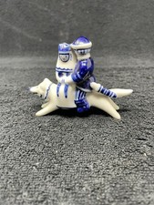 USSR PORCELAIN FIGURINE BLUE And White Riding Wolf