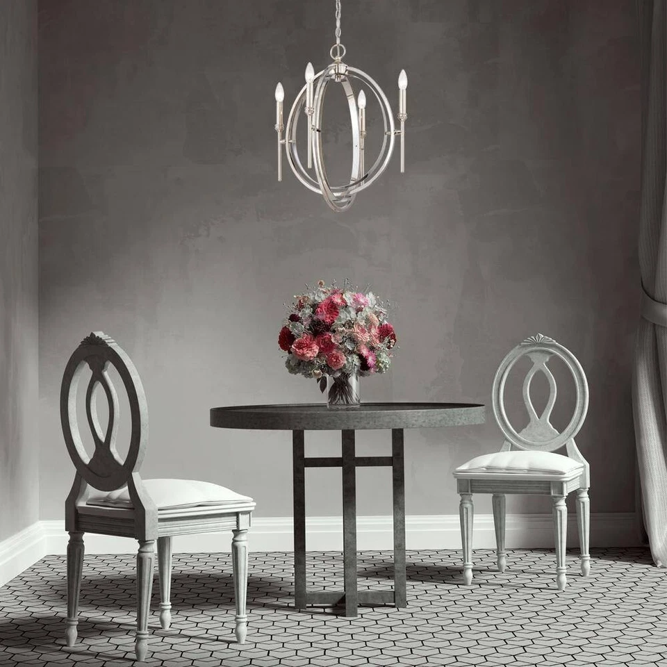 Lámpara de araña Rondure de níquel pulido de 4 luces de World Imports Foto 2 de 3