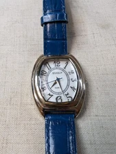 QVC Gossip Silver Tone White Rectangle Dial Pink Leather Band Watch 7.5 Inch