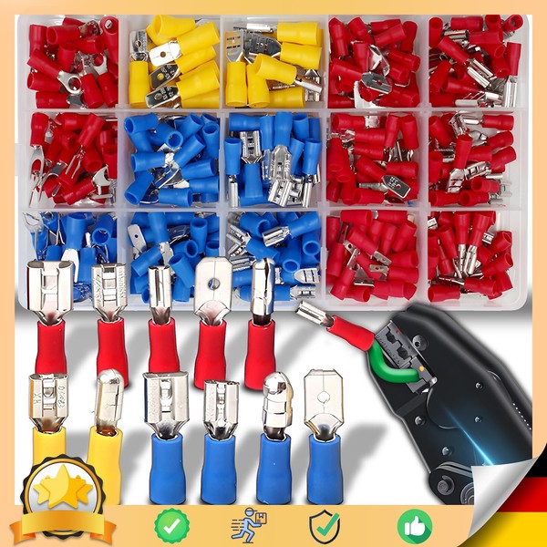 280 Tlg Kabelschuhe Sortiment Box Auto KFZ Steckverbinder Set Flachstecker Satz-image