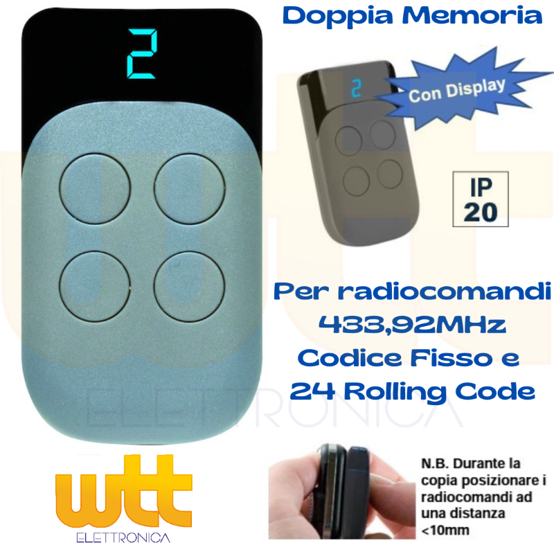 Radiocomando telecomando per cancello universale FADINI Jubi 433 92 MHz 4 tasti