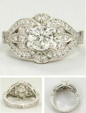 Lab-Created 2.15CT Round Cut Diamond Engagement Wedding Ring 14K White Gold Over