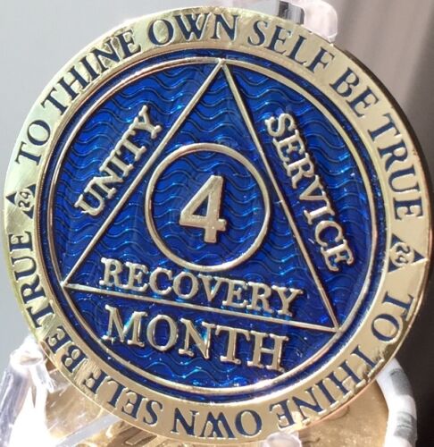 Pièce de 4 mois AA Medallion Reflex bleu plaqué or sobriété - Photo 1 sur 5