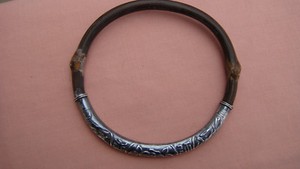 ANTIQUE CHINESE SILVER & BAMBOO BANGLE BRACELET - SIGNED