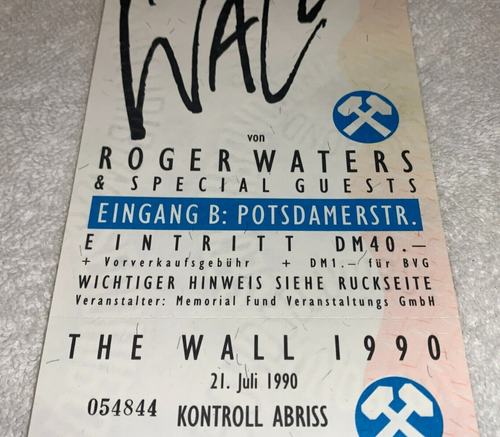 ROGER WATERS BERLIN THE WALL 1990 UNBENUTZTES KONZERTTICKET SELTEN ORIGINAL PINK FLOYD - Bild 4 von 10