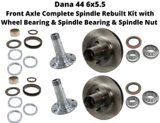 DANA 44 6x5.5 FRONT COMPLETE HUB/ROTOR, SPINDLE, WHEEL + SPINDLE BEARING KIT
