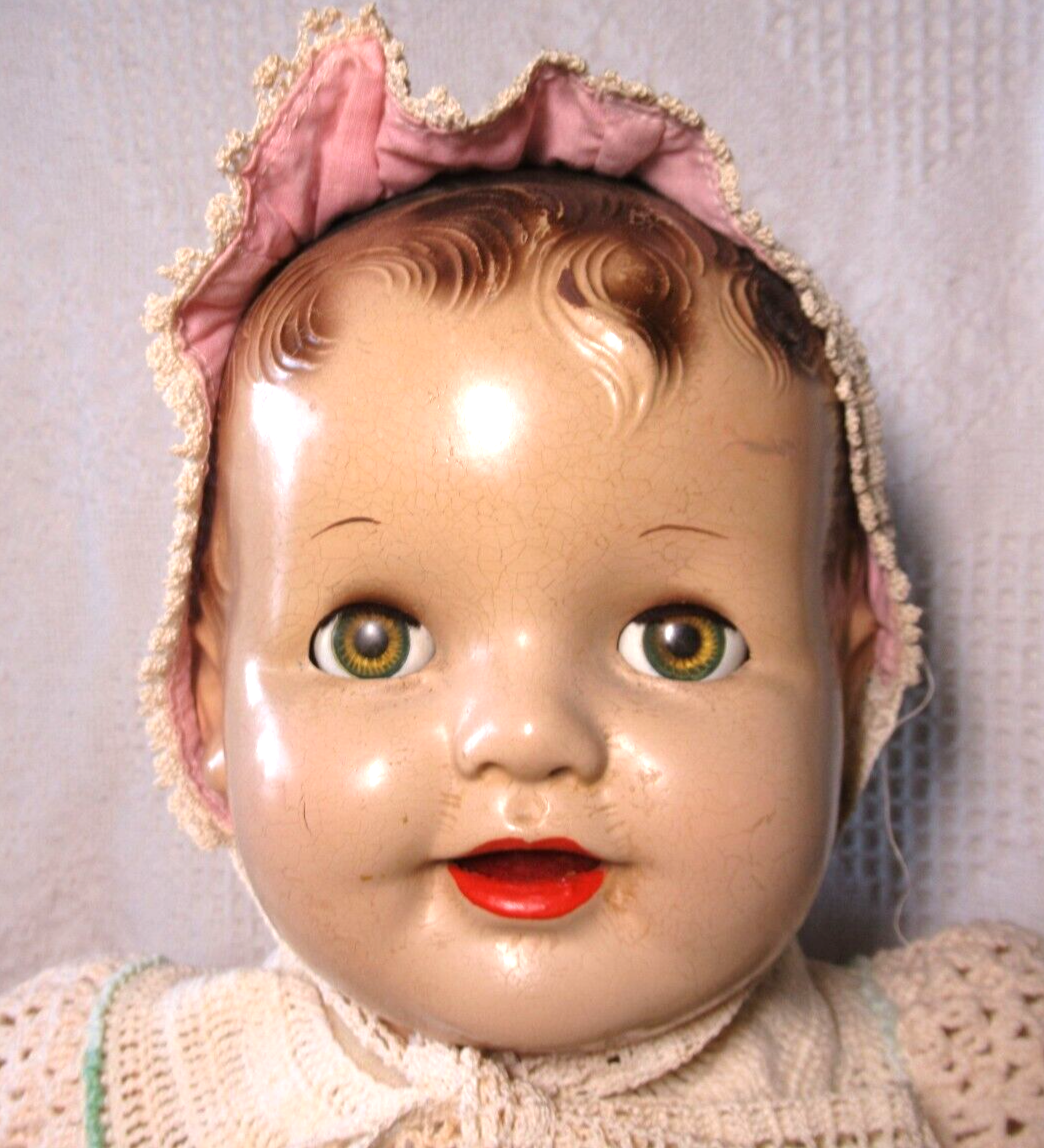 Vintage Composition & Cloth Mamma Doll, Sleep Eyes, Repairs, Scuffs