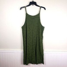 Luxology Plus Size Women's Green Eyelet Lined Midi Dress Size 16