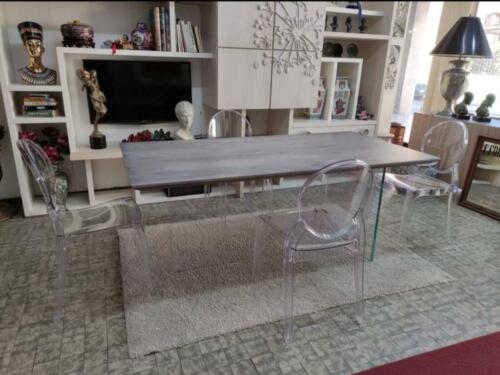 Mesa de Comedor Fijo Studio Oficina Moderno Piernas Vidrio Plan Maciza Design - Imagen 2 de 8