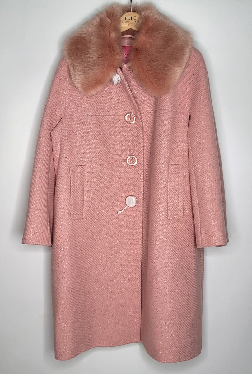 $798 Kate Spade New York Womens 12 Jacket Pink METALLIC TWILL Wool