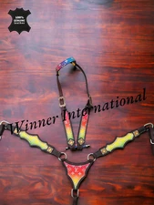 Western Horse Leather Tack Set / Red & Yellow Tack set