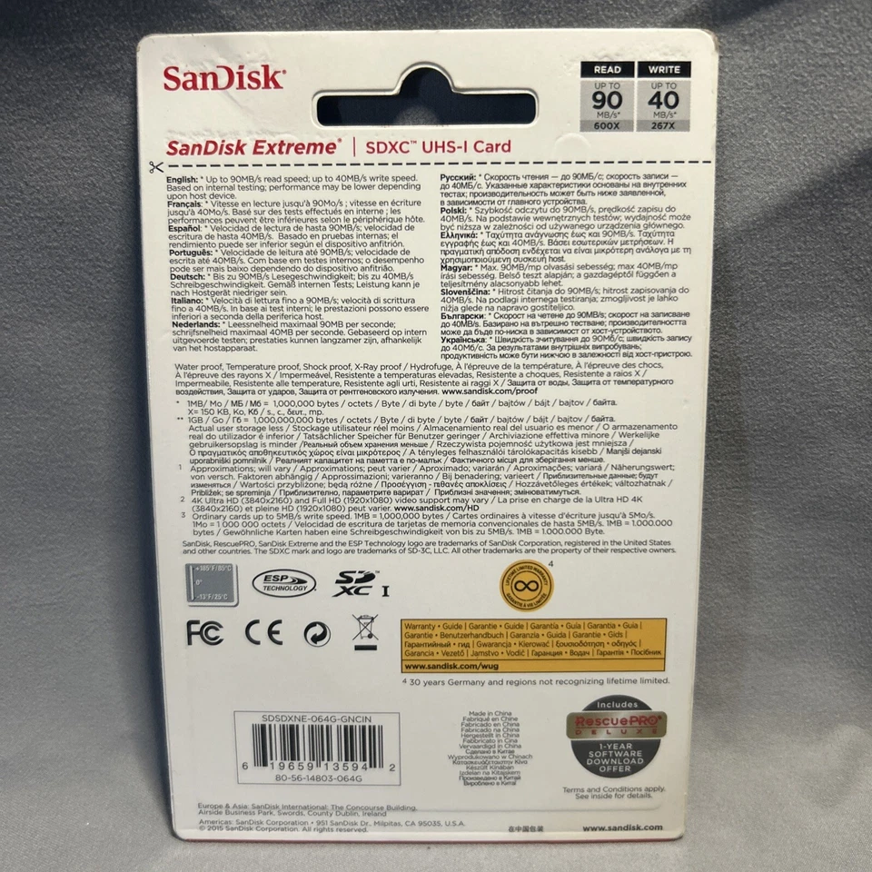 Sandisk 64G extreme RX100 VII 4K HD SD card for Sony RX100 VI VA IV RX10 III II - Image 2 of 2
