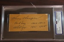Harry Hooper MLB HOFer Signed Cut with inscription PSA/DNA